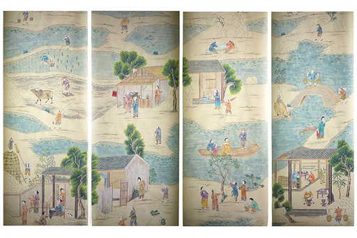 A Set Of Four De Gournay Wallpaper Panels