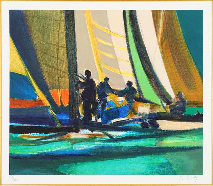 Marcel Mouly (French, 1918-2008) Yachtmen A Quai. (1 of 1)