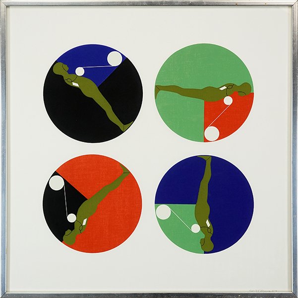 Ernest Trova (American, 1927-2009) From the 'Falling: Ernest Trova (American, 1927-2009) From the 'Falling Man Series'. Color serigraph, pencil signed lower right, dated 1967 and numbered 24/75 24" x 24" Frame: 24.75" x 24.75"