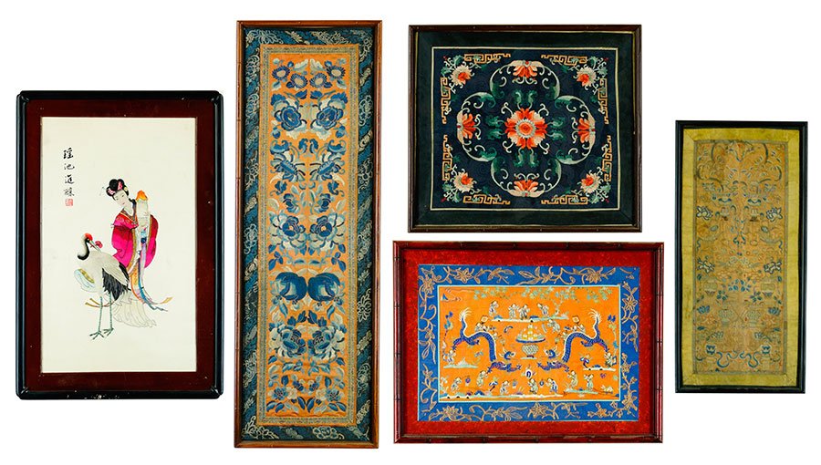 Four Chinese Embroidered Silk Panels. (1 of 1)