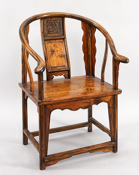 A Chinese Elmwood Horseshoe Chair. (1 of 1)