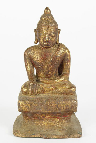 A 17th Century Burmese Gilt Bronze Seated Buddha. (1 of 6)