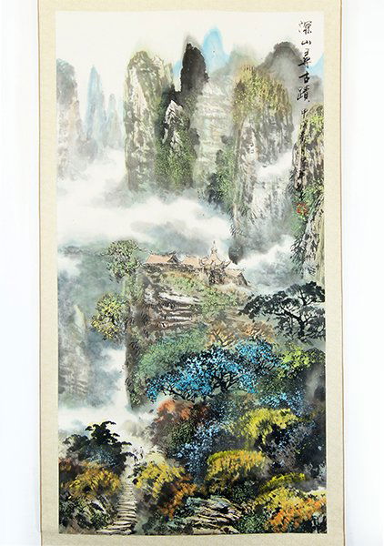 A Japanese Painted Paper Scroll. (1 of 1)