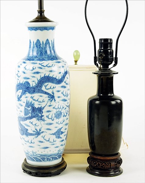A Chinese Blue and White Porcelain Lamp. (1 of 1)