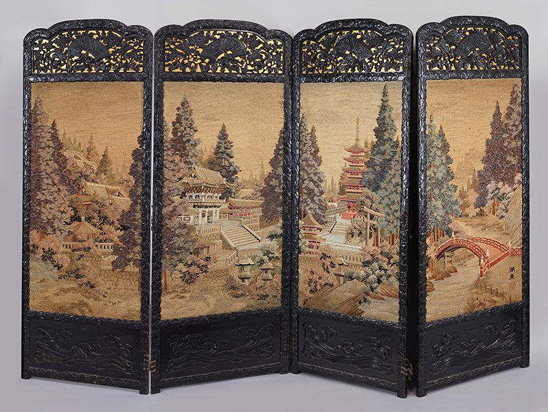A Chinese Needlepoint Embroidered Four-Panel Floor (1 of 1)