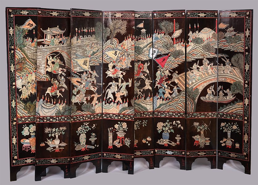 A Chinese Coromandel Eight-Panel Screen. (1 of 1)