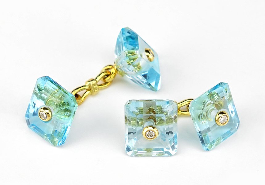 A Pair of Blue Topaz and 18 Karat Yellow Gold (1 of 1)