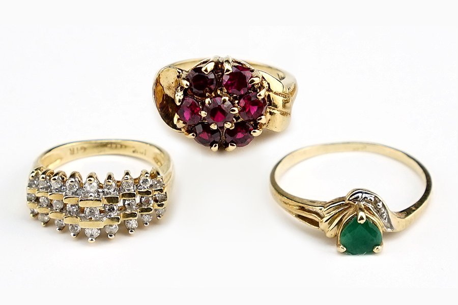 Three 10 Karat Yellow Gold Rings. (1 of 1)