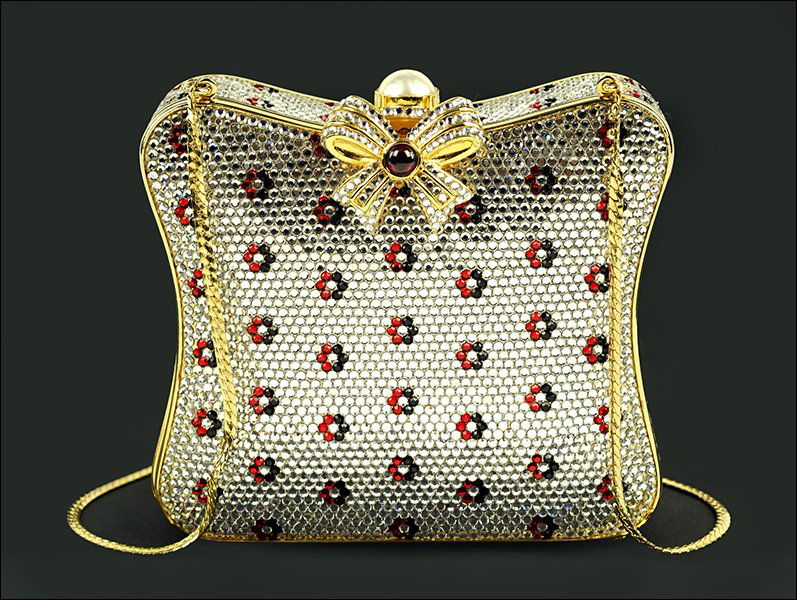 A Judith Leiber Multi-Color Rhinestone Minaudiere. (1 of 6)