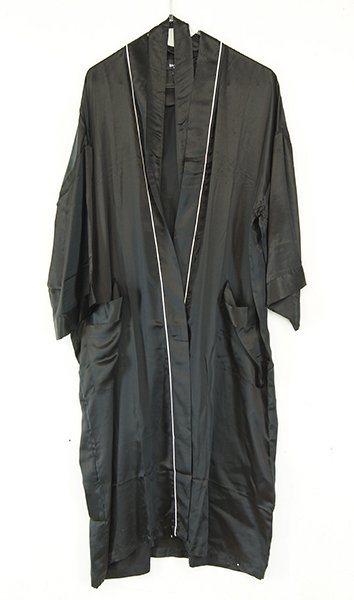 A Bill Blass Black Silk Smoking Jacket.: A Bill Blass Black Silk Smoking Jacket. Label Reads 'One Size'