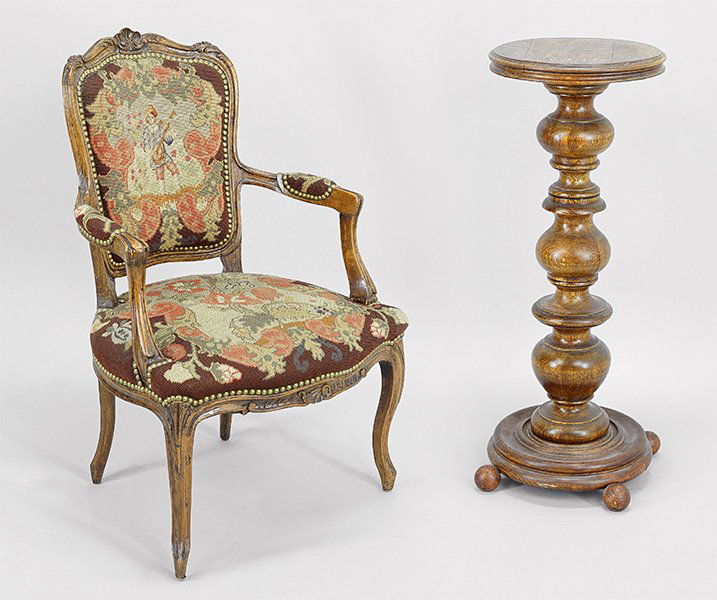 A French Needlepoint Upholstered Open Armchair. (1 of 1)