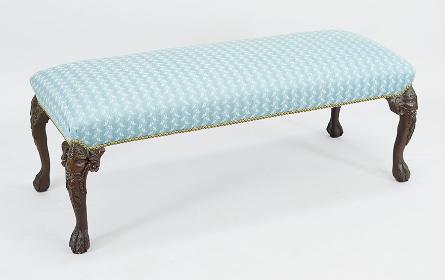 A Georgian Upholstered Mahogany Window Bench. (1 of 4)