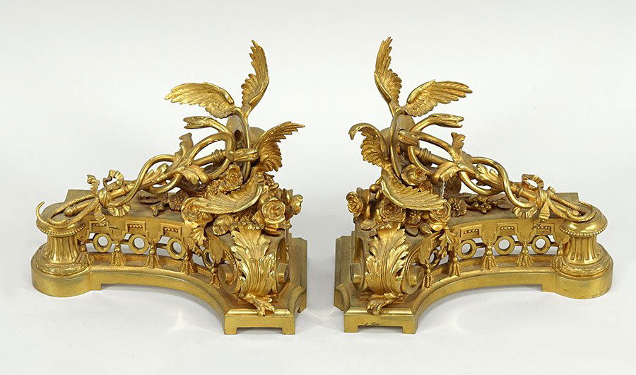 A Pair of Gilt Bronze Chenet. (1 of 1)