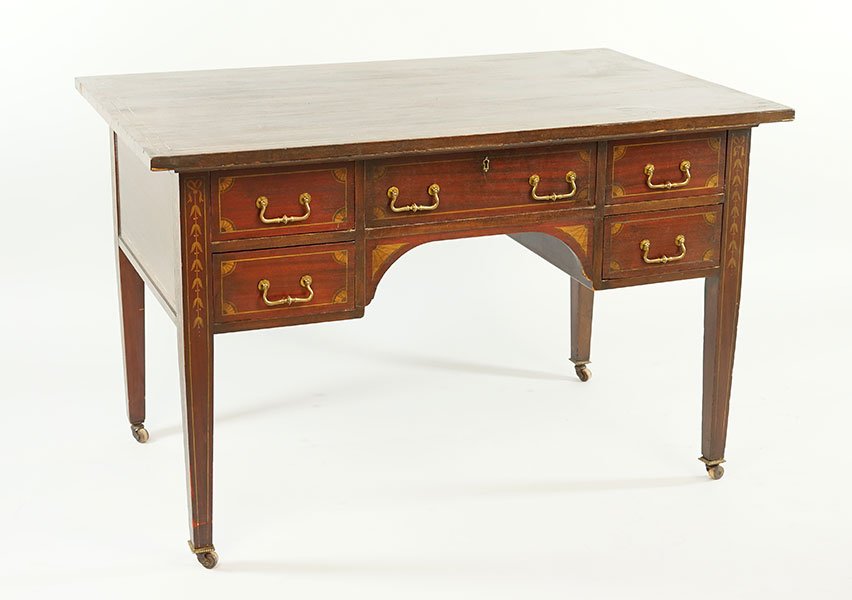 A Hepplewhite Style Inlaid Mahogany Partner's Desk. (1 of 1)