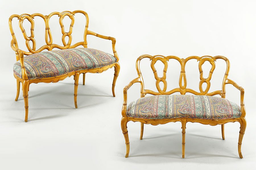 A Pair of Carved Walnut  Settees. (1 of 1)