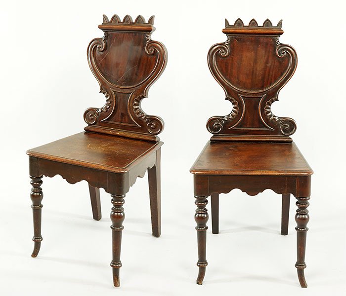 A Pair of Continental Carved Wood Side Chairs. (1 of 1)