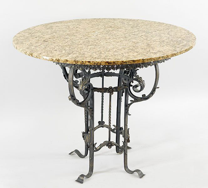 A Marble Top Patinated Metal Table. (1 of 1)