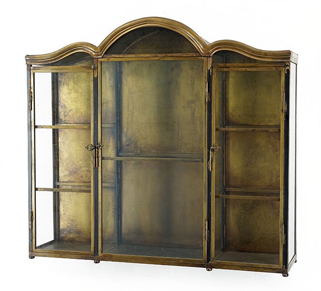 A Metal and Glass Cabinet.: A Metal and Glass Cabinet. 32" x 35" x 8"