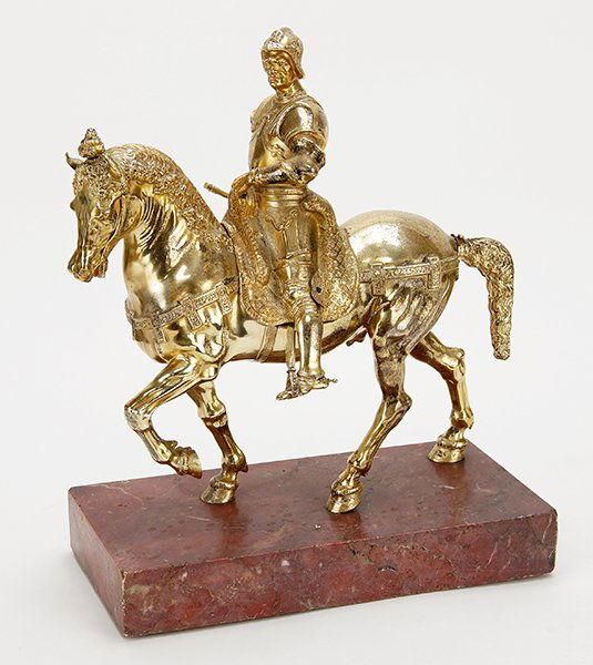 A Continental Silvered Bronze Warrior On Horseback. (1 of 1)