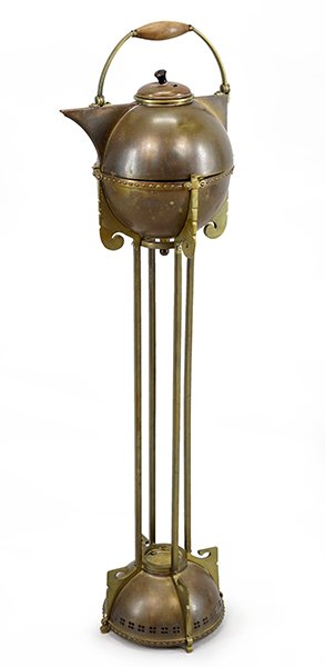 An Art Nouveau Brass Tea Kettle On Stand. (1 of 3)