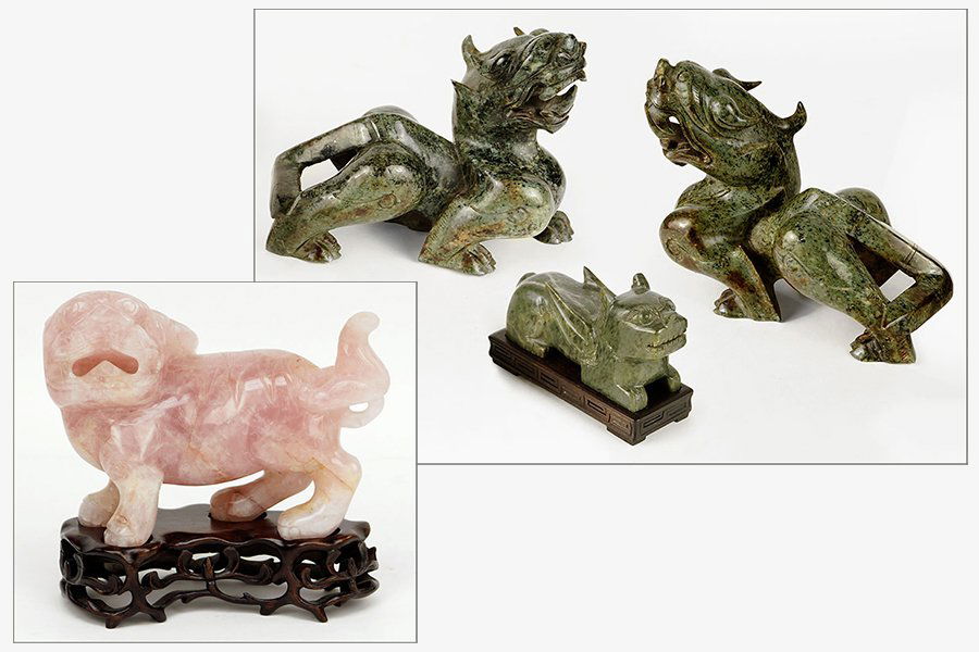 A Pair of Carved Stone Dragons. (1 of 1)