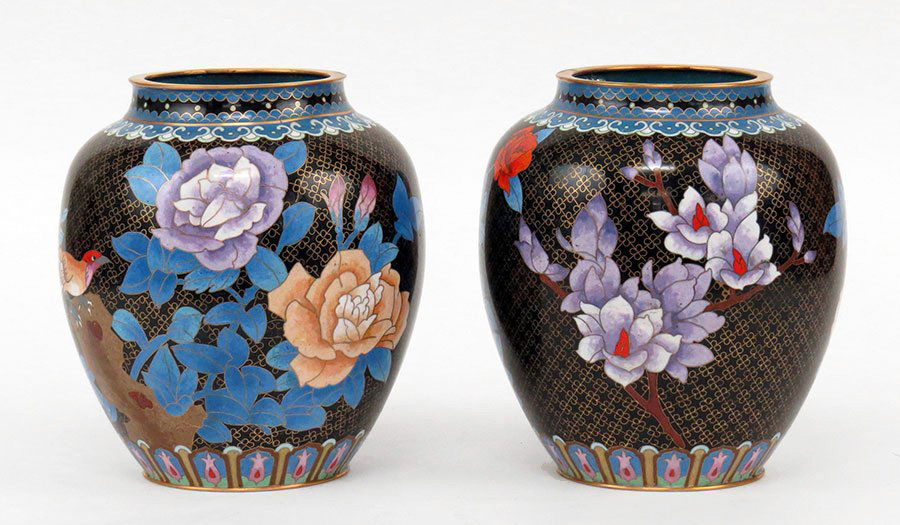 A Pair of Chinese Cloisonne Vases. (1 of 1)