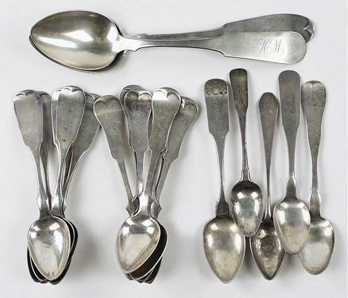 A Set of Twelve Coin Silver Teaspoons. (1 of 1)