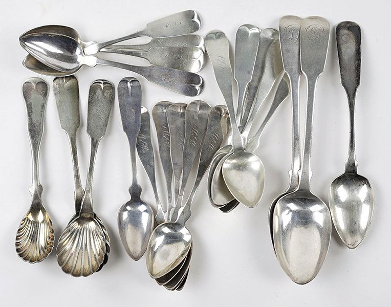A Set of Five Coin Silver Teaspoons. (1 of 1)