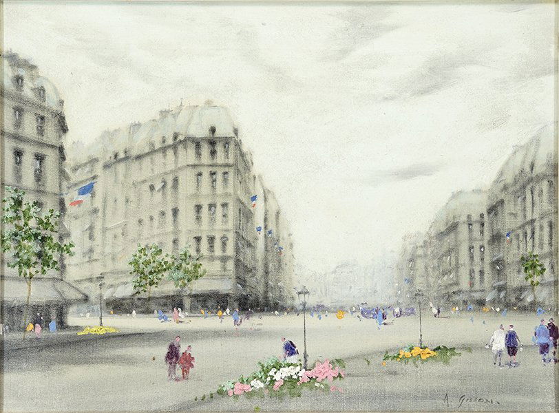 Andre Gisson (French, 1928-2003) Parisian Street. (1 of 2)