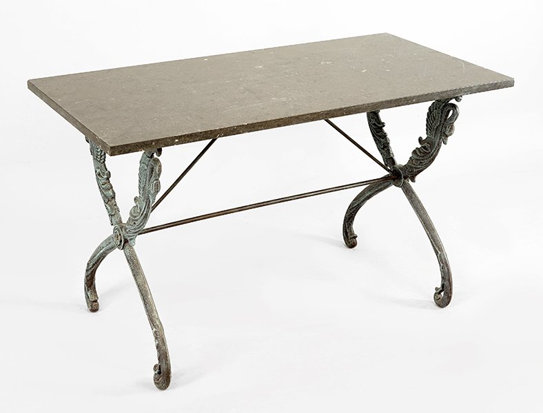 A Cast Iron and Marble Table. (1 of 1)