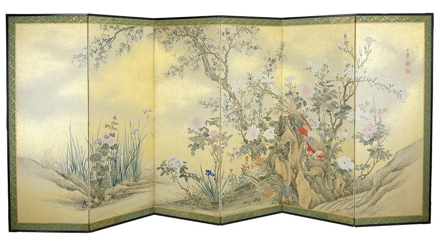 A Chinese Six-Panel Floor Screen. (1 of 1)