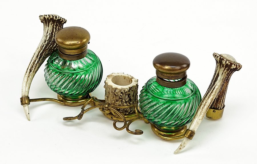 A Horn and Brass Inkstand. (1 of 1)