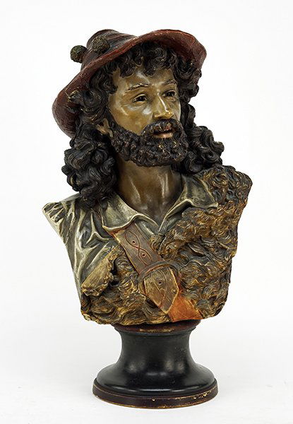 A Polychrome Painted Plaster Bust. (1 of 1)