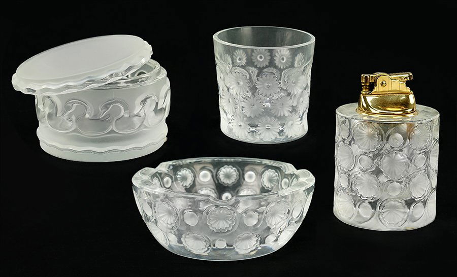 A Lalique Crystal Smoking Set. (1 of 1)