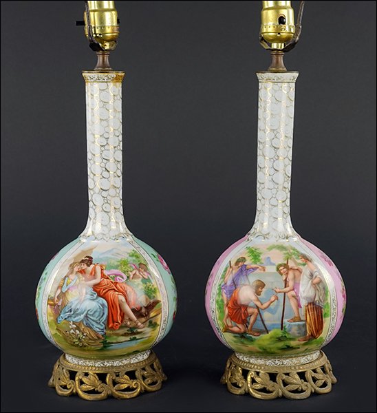 A Pair of Continental Porcelain Bottle Form Table (1 of 1)