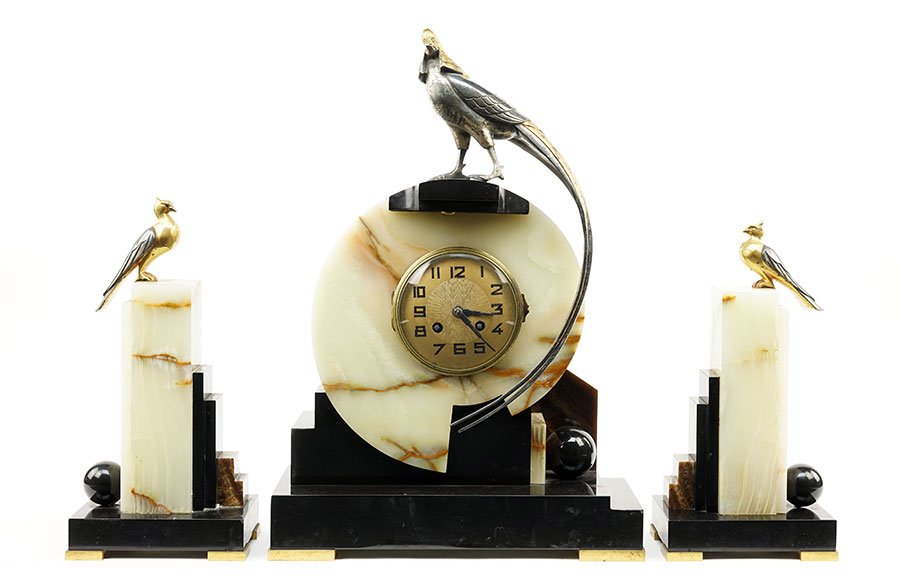 A French Clock and Garniture Suite. (1 of 3)