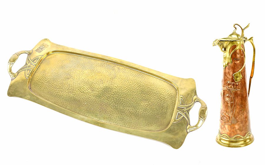 An Art Noueau Copper and Brass Ewer. (1 of 1)