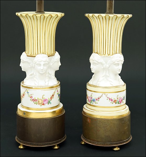 A Pair of French Porcelain Table Lamps. (1 of 2)