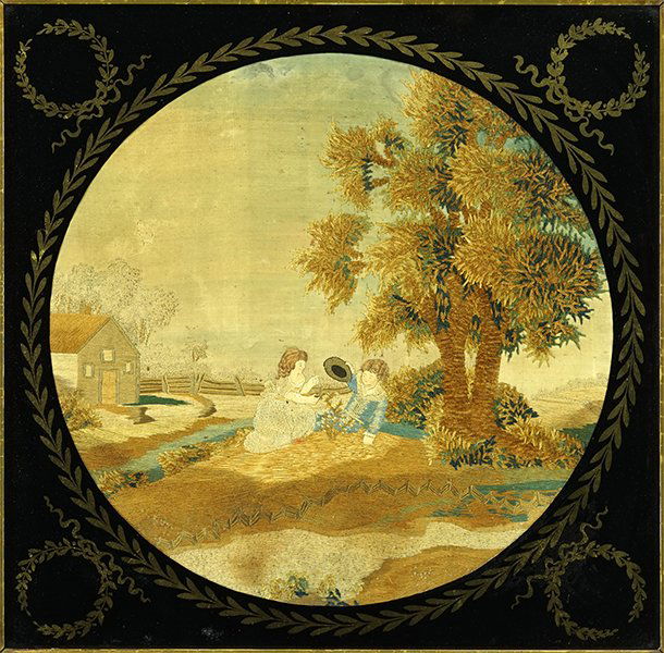 A 19th Century Embroidered Silk Panel. (1 of 7)