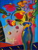 Peter Max (American, B. 1937) Flowers.