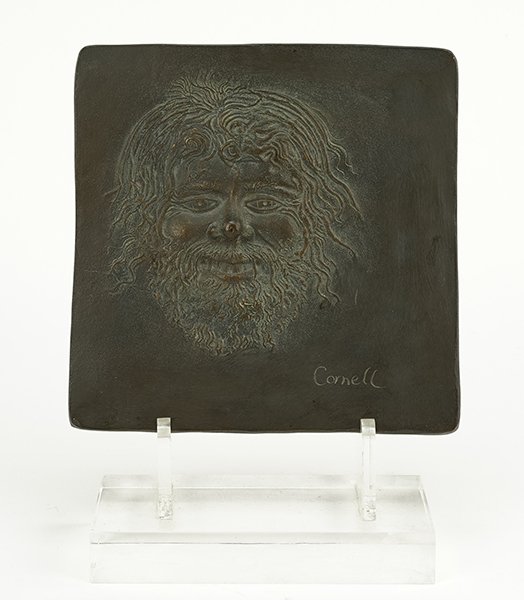 Thomas Cornell (American, 1937-2012) Satyr II.: Thomas Cornell (American, 1937-2012) Satyr II. Bronze plaque. Reverse is impressed "Satyr II Thomas Cornell 273/375 J. Walter Thompson Co Christmas 1970" 7" x 7"