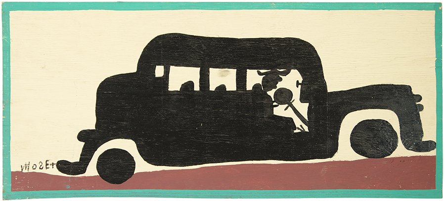 Mose Tollivar (American, 1920-2006) Limousine.: Mose Tollivar (American, 1920-2006) Limousine. Oil on board, signed lower left 16" x 35.75"