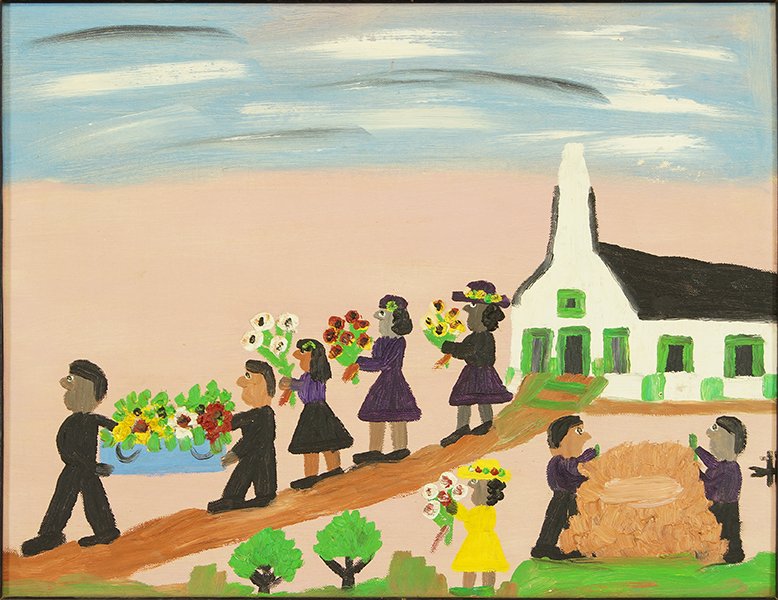 Clementine Hunter (American, 1886-1986) Funeral Scene. (1 of 2)