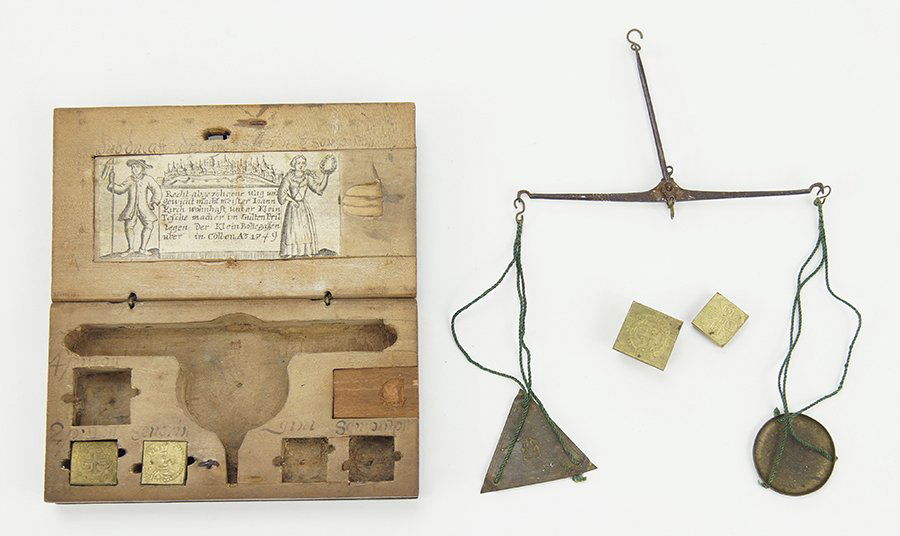 An 18th Century Johann Kirch Coin Scale Set. (1 of 7)