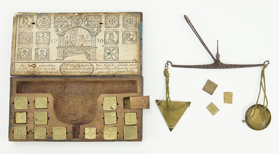 An 18th Century J.F. Wolschot Coin Scale Set. (1 of 8)