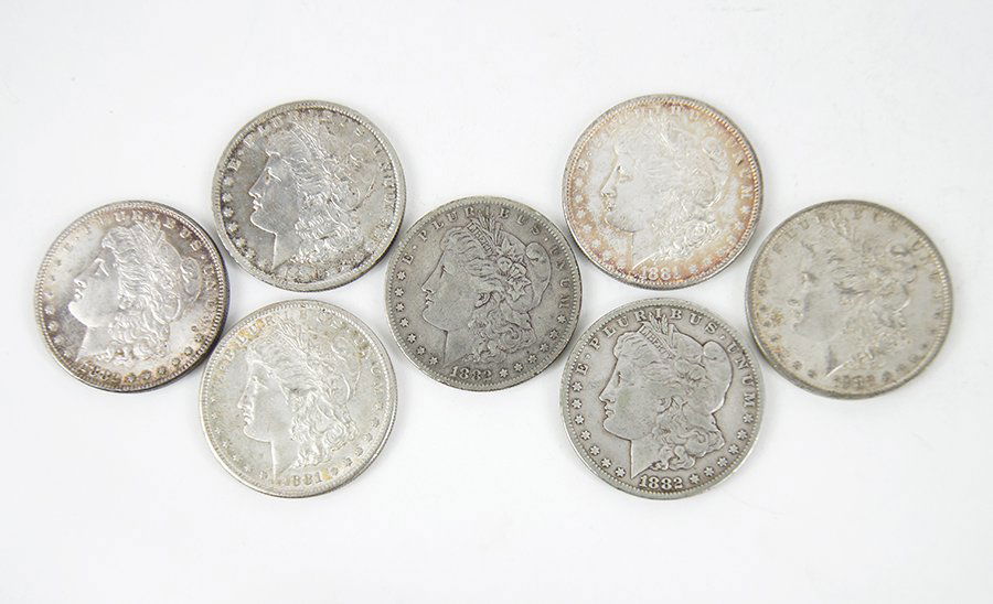 Seven Morgan Silver Dollars. (1 of 1)