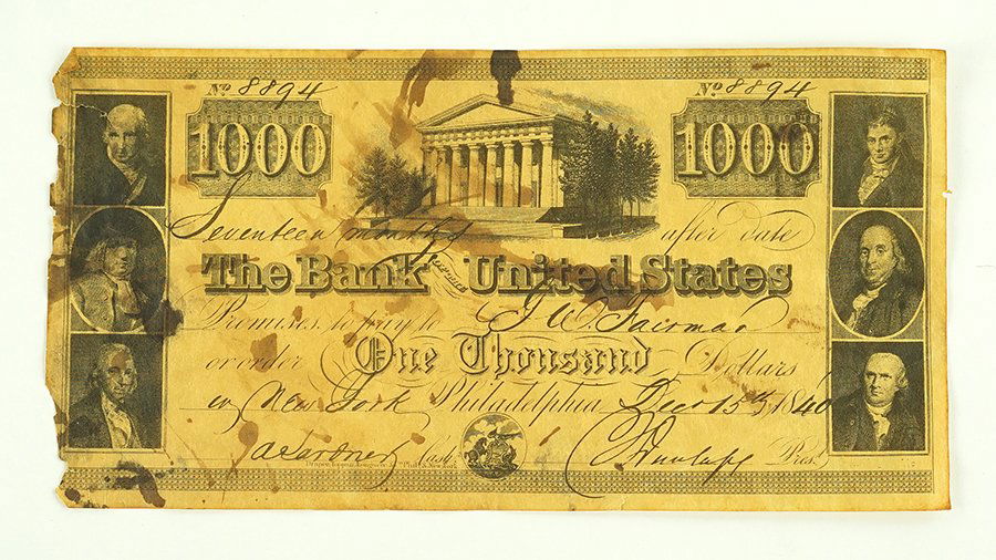 An 1840 United States Bank Note. (1 of 2)