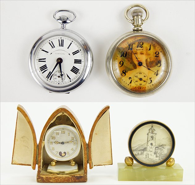 A Collection of Miniature Clocks and Pocket Watches. (1 of 3)