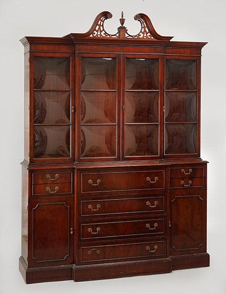 A Hepplewhite Style Mahogany Breakfront Secretary. (1 of 1)