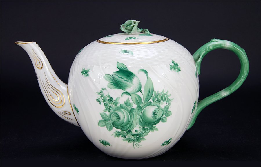 An Oversized Herend Teapot in the Green Bouquet (1 of 1)